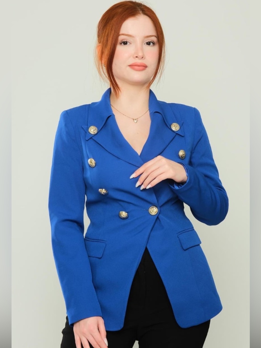 Double-Breasted Royal Blue Women's Blazer Jacket